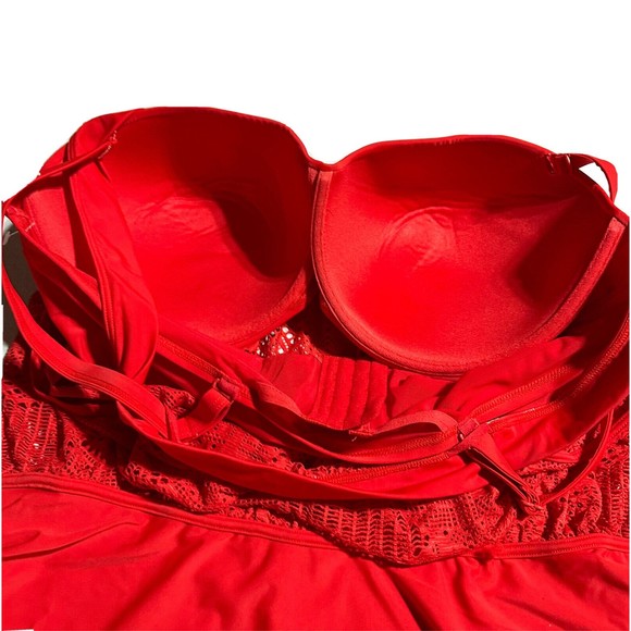 Swim by Cacique Off The Shoulder Blouson Swimsuit One Piece Bandeau Bra 46DD - Picture 15 of 16